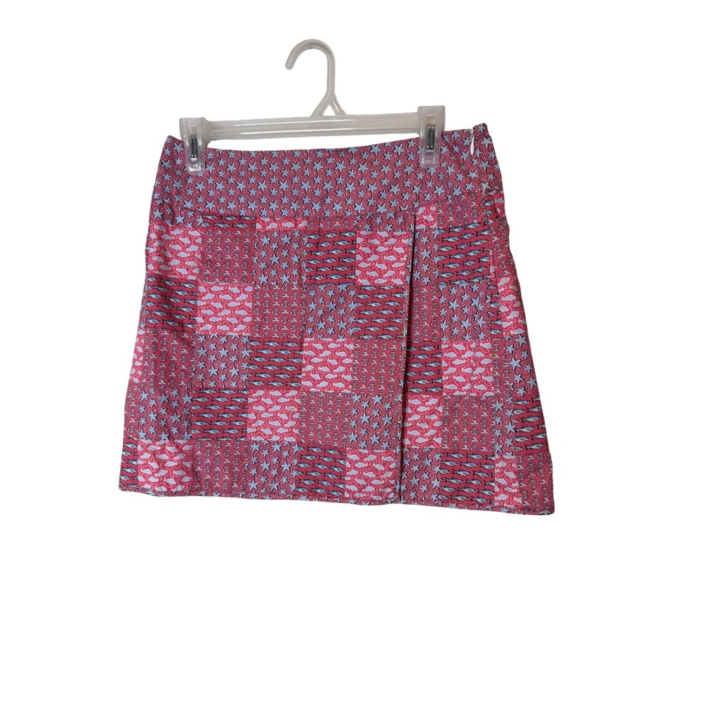 Vineyard Vines Skirt Womens 4 Pink Nautical Patchwork Cotton Lined‎ Pleated Mini